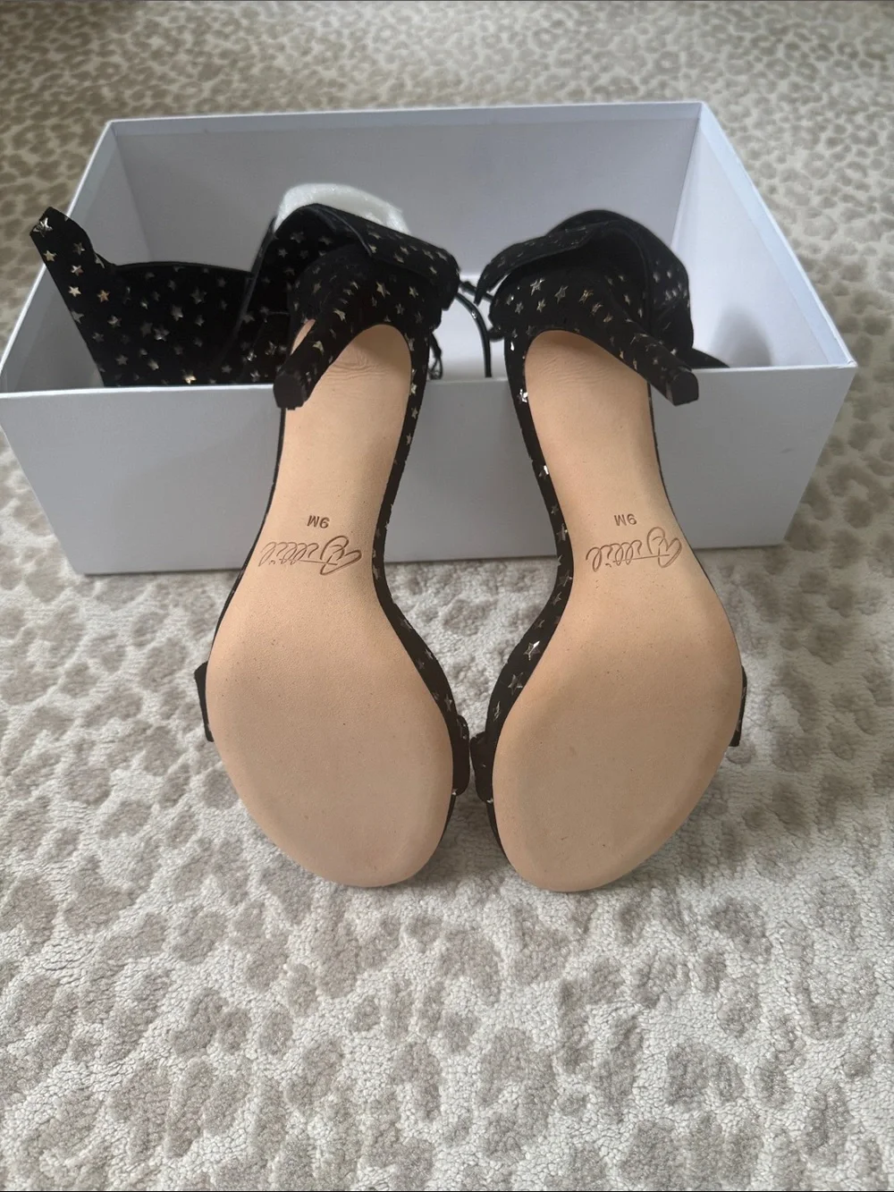 Caparros Black Star-Embellished Ankle-Tie Stilettos